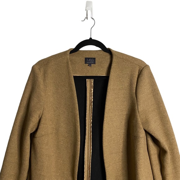M&S Collection Women's Camel Open Front Soft Wool Knit Overcoat - Picture 2 of 10